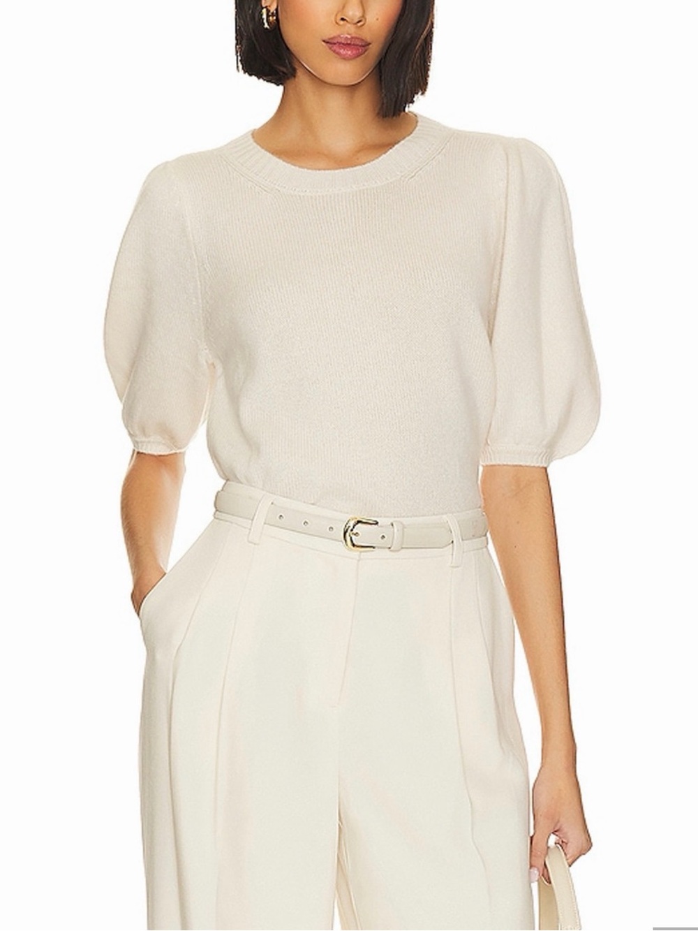 PAIGE Lucerne Cashmere Knit Top Ivory M